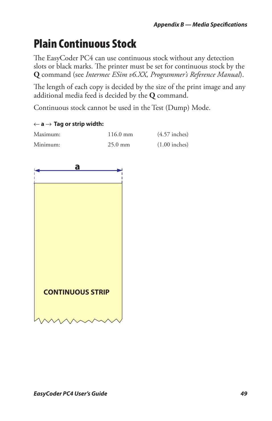 Plain continuous stock | Genicom PC4 User Manual | Page 61 / 72