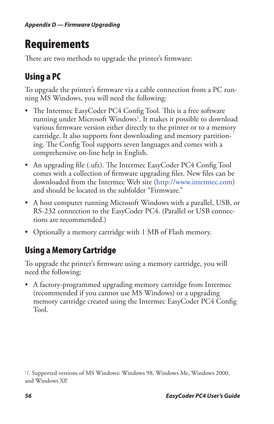 Requirements, Using a pc | Genicom PC4 User Manual | Page 68 / 72