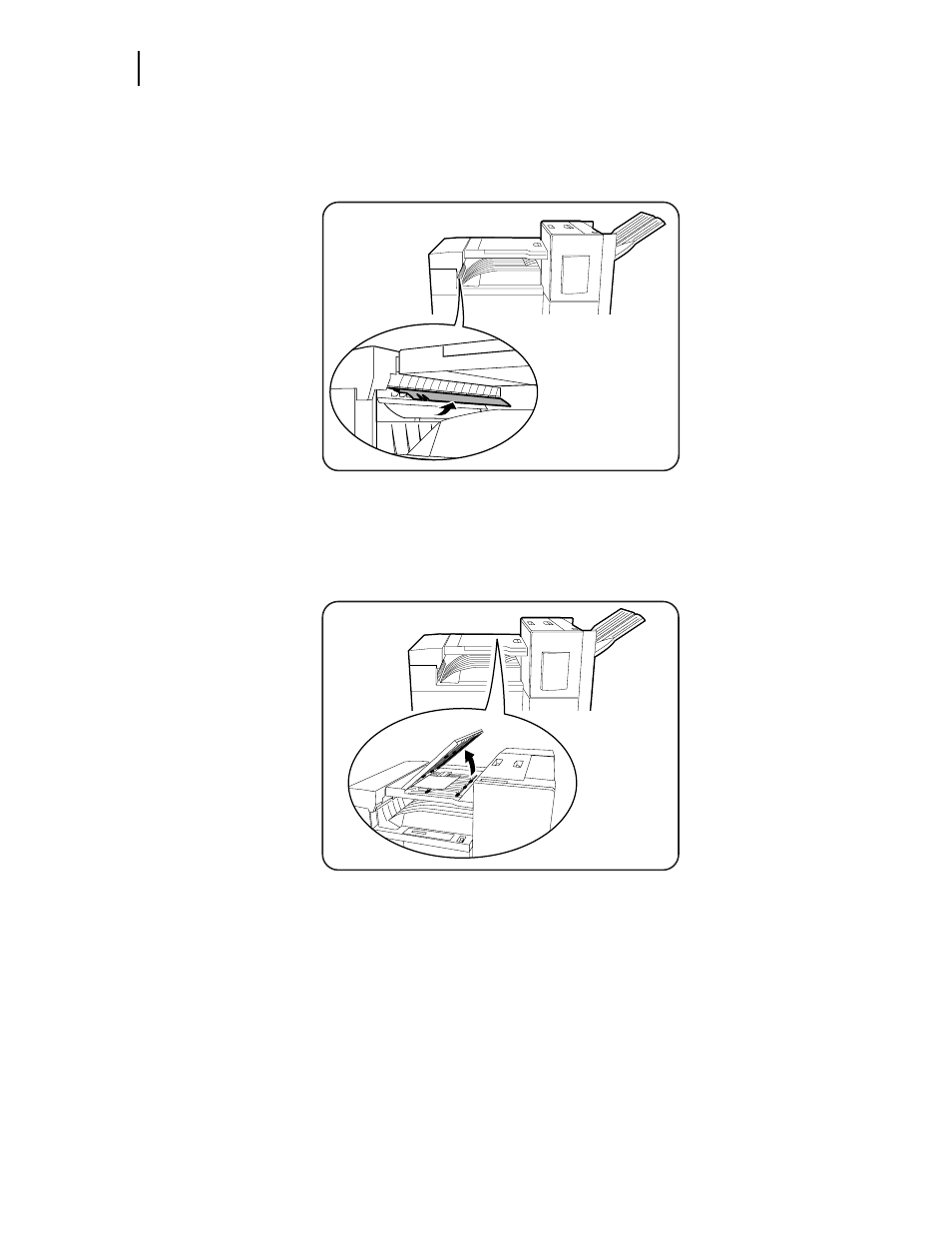 Clearing paper jams from area e, Clearing paper jams from area f | Genicom LN45 User Manual | Page 152 / 214