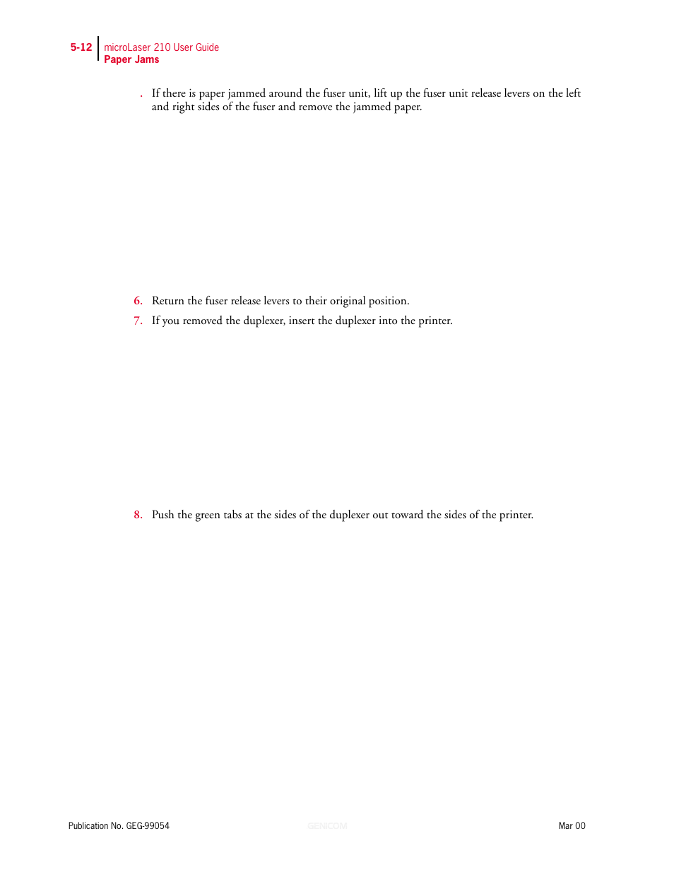Genicom microLaser 210 User Manual | Page 96 / 212