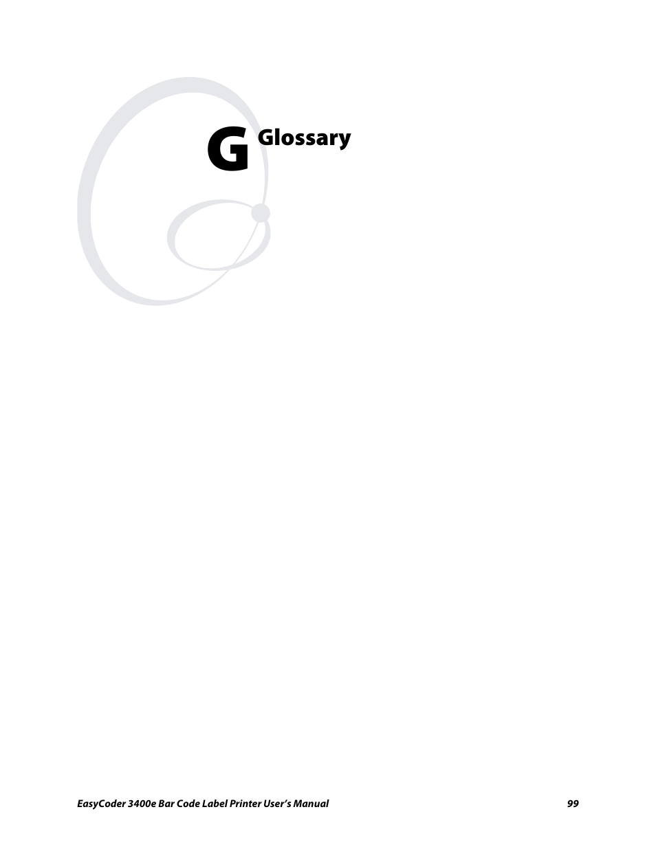 Glossary | Genicom EasyCoder 3400e User Manual | Page 111 / 126