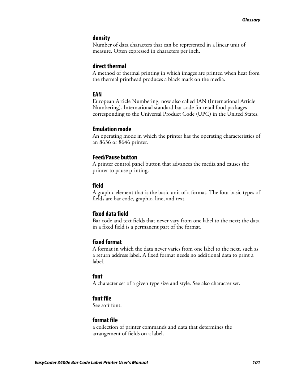 C d 39 | Genicom EasyCoder 3400e User Manual | Page 113 / 126