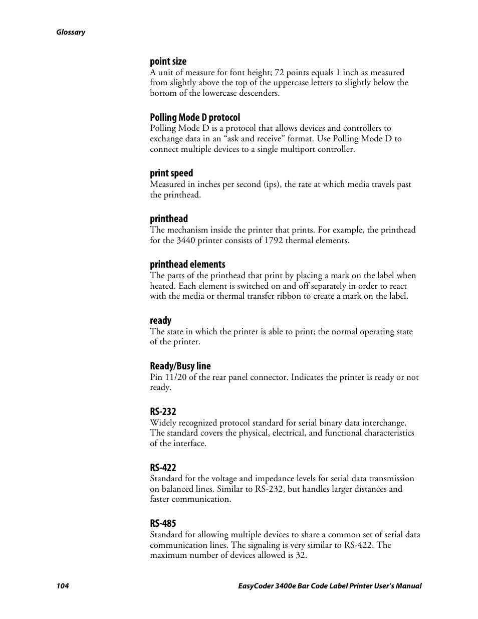 C d 39 | Genicom EasyCoder 3400e User Manual | Page 116 / 126