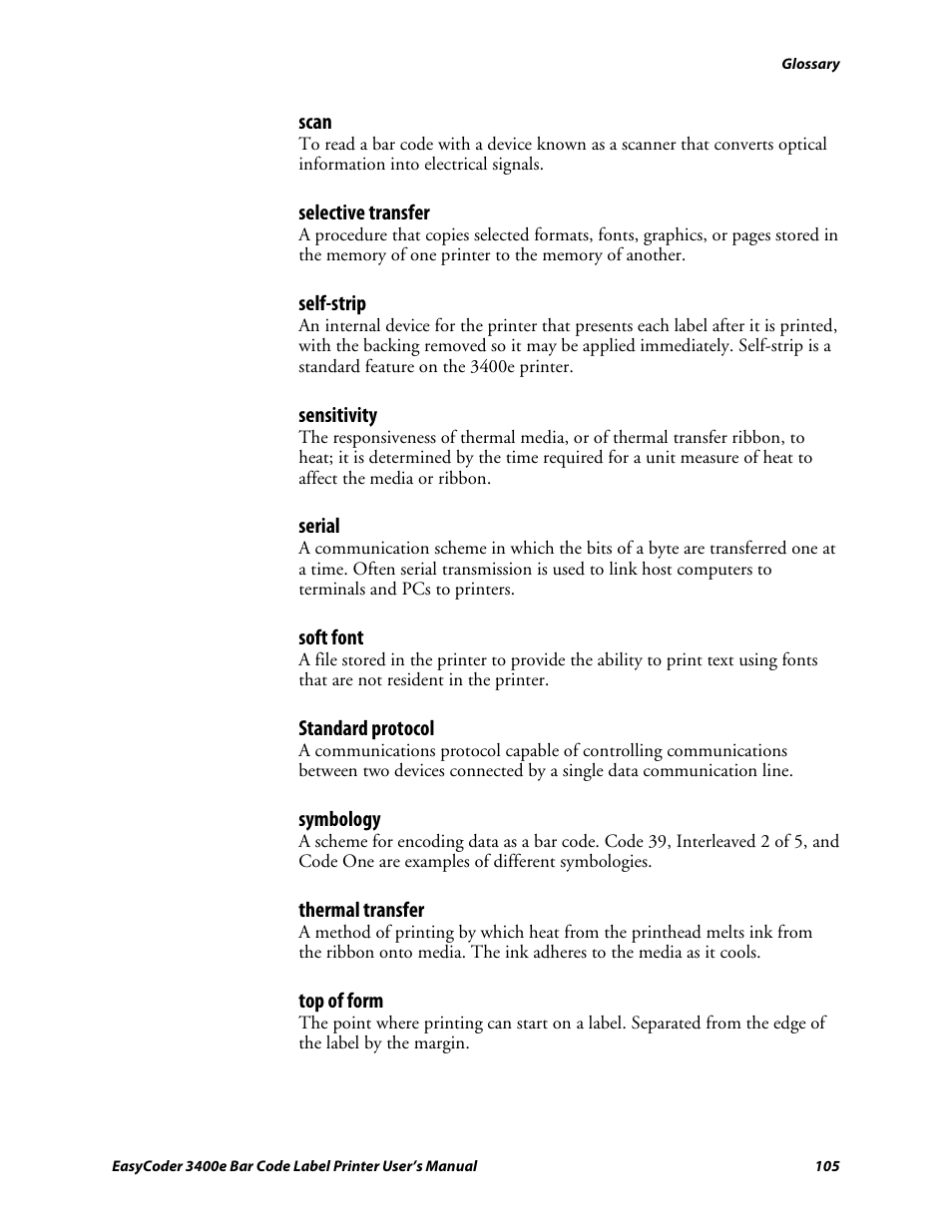 C d 39 | Genicom EasyCoder 3400e User Manual | Page 117 / 126