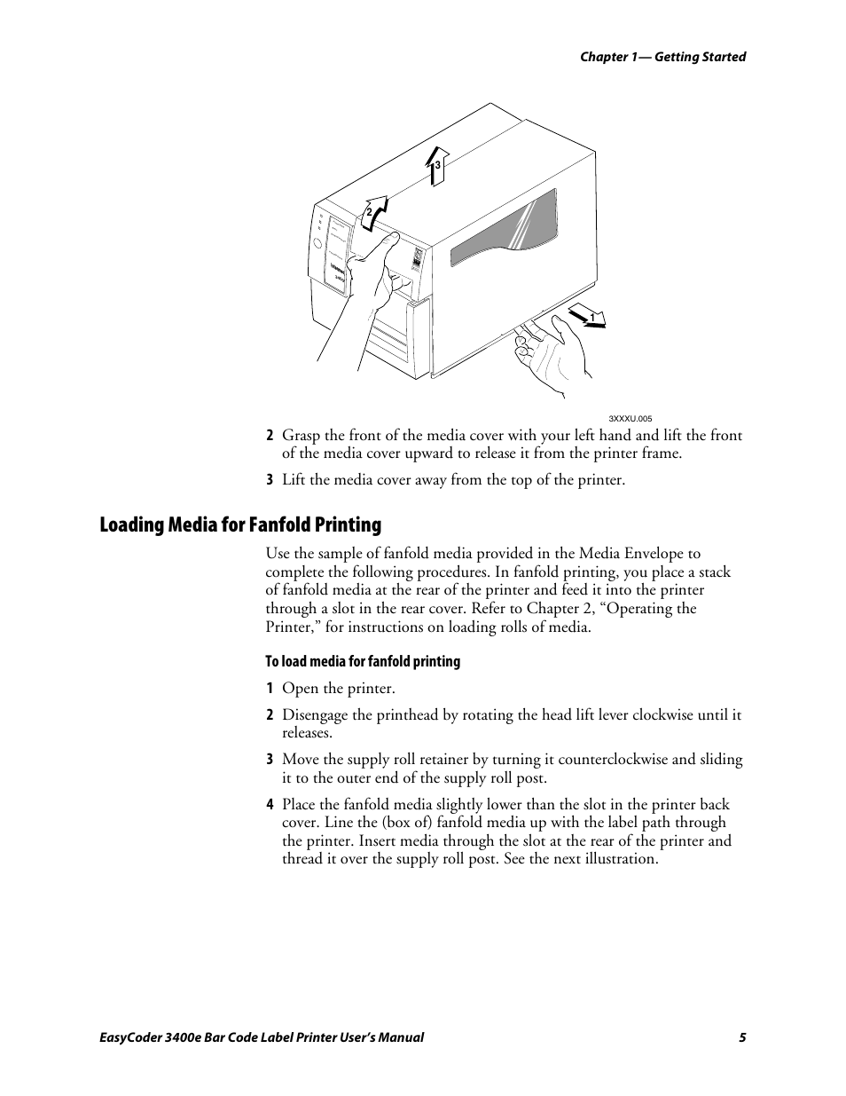 Loading media for fanfold printing, C d 39 | Genicom EasyCoder 3400e User Manual | Page 17 / 126