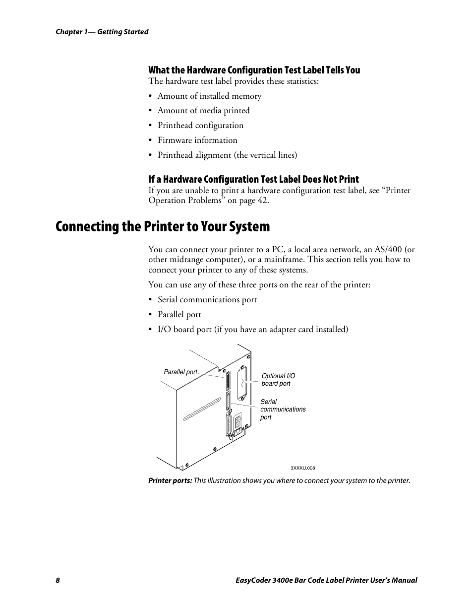 Connecting the printer to your system, C d 39 | Genicom EasyCoder 3400e User Manual | Page 20 / 126