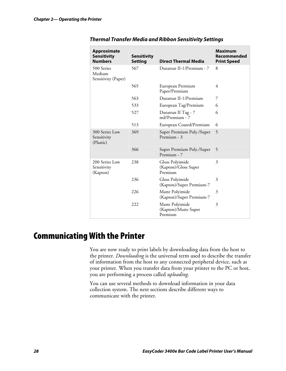 Communicating with the printer, C d 39 | Genicom EasyCoder 3400e User Manual | Page 40 / 126