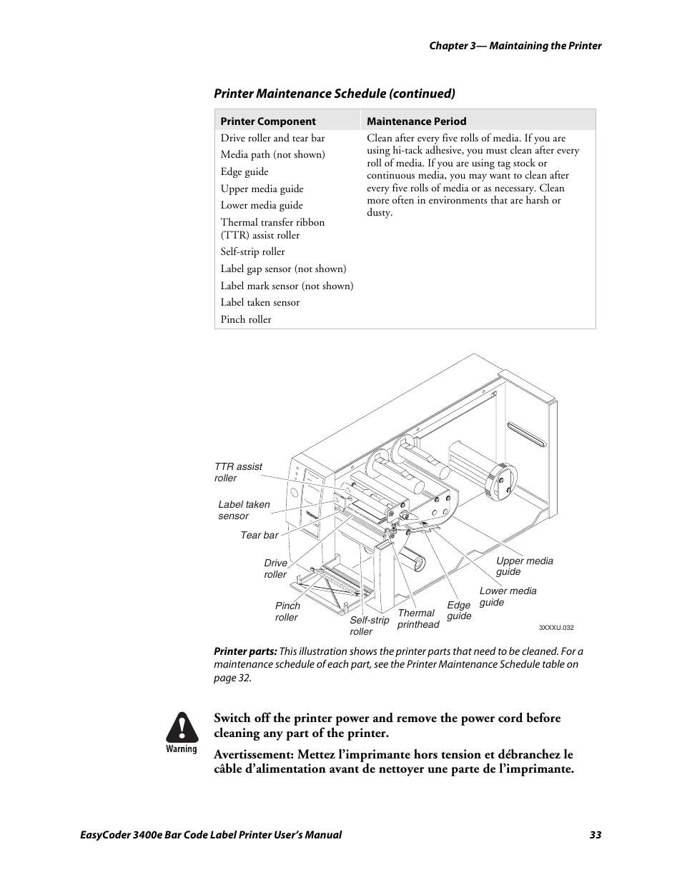C d 39, Printer maintenance schedule (continued) | Genicom EasyCoder 3400e User Manual | Page 45 / 126