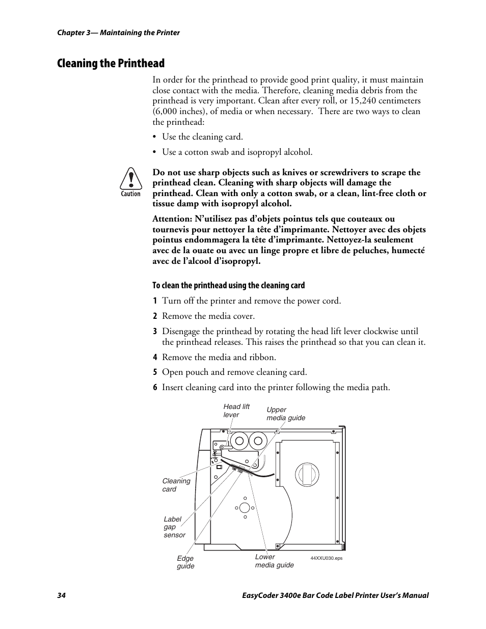 Cleaning the printhead, C d 39 | Genicom EasyCoder 3400e User Manual | Page 46 / 126