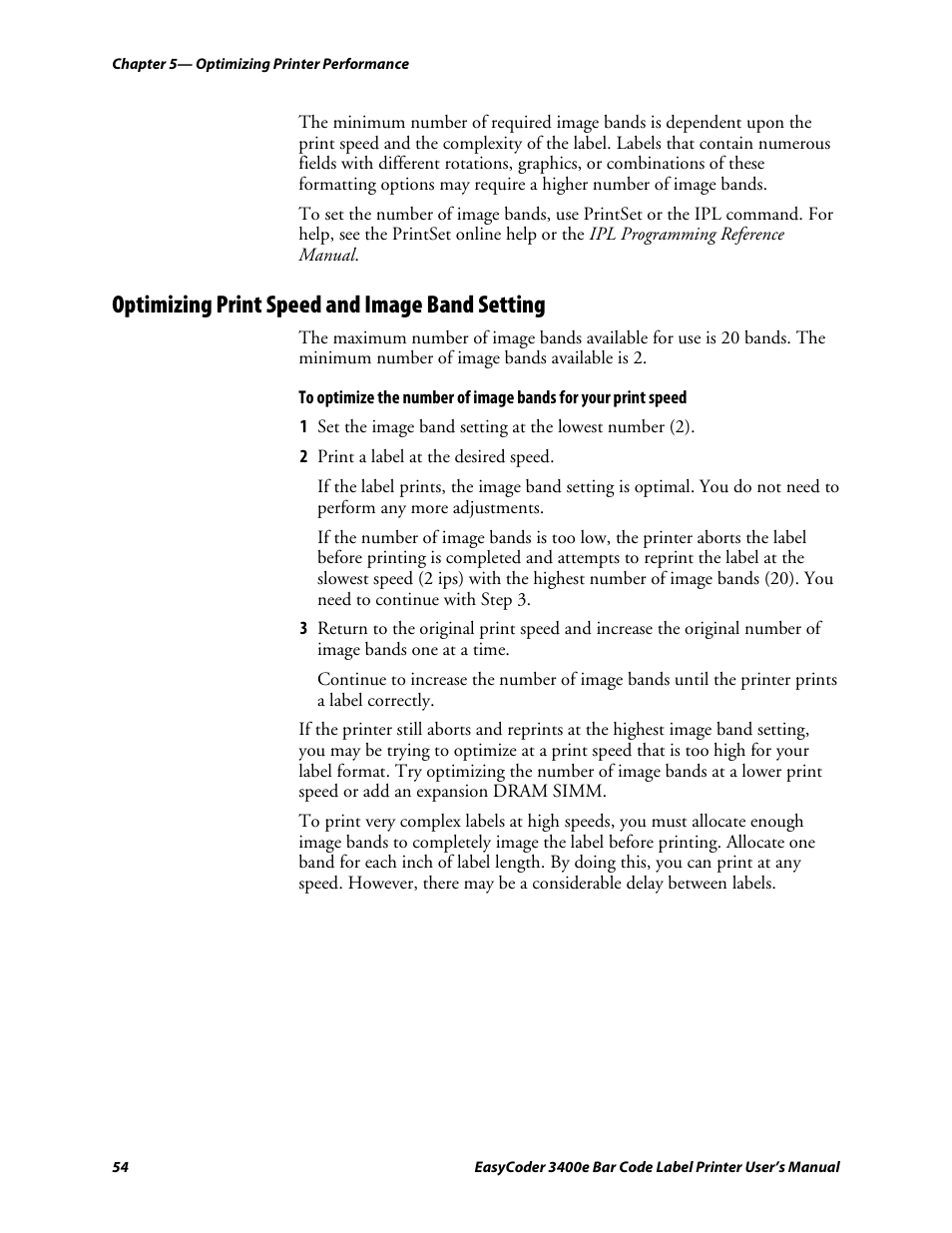 Optimizing print speed and image band setting, C d 39 | Genicom EasyCoder 3400e User Manual | Page 66 / 126