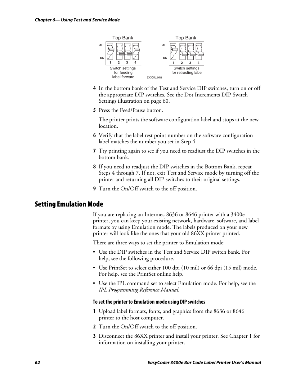 Setting emulation mode, C d 39 | Genicom EasyCoder 3400e User Manual | Page 74 / 126