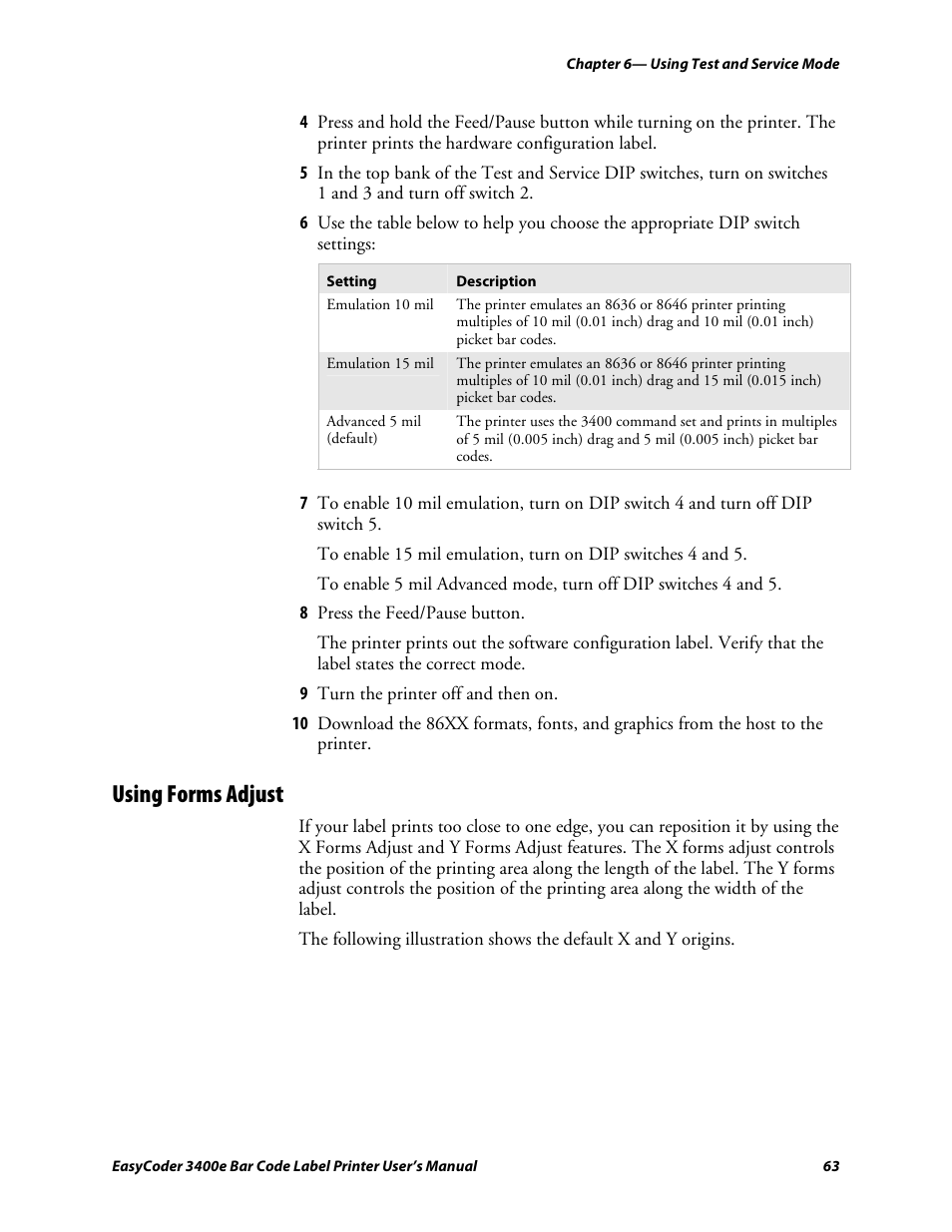 Using forms adjust, C d 39 | Genicom EasyCoder 3400e User Manual | Page 75 / 126