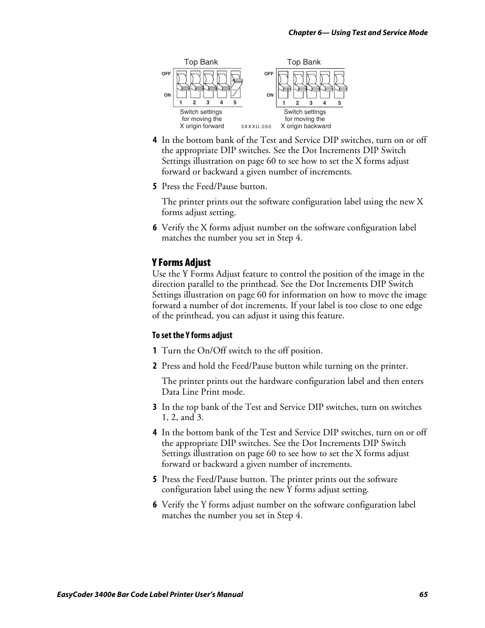 Y forms adjust, C d 39 | Genicom EasyCoder 3400e User Manual | Page 77 / 126