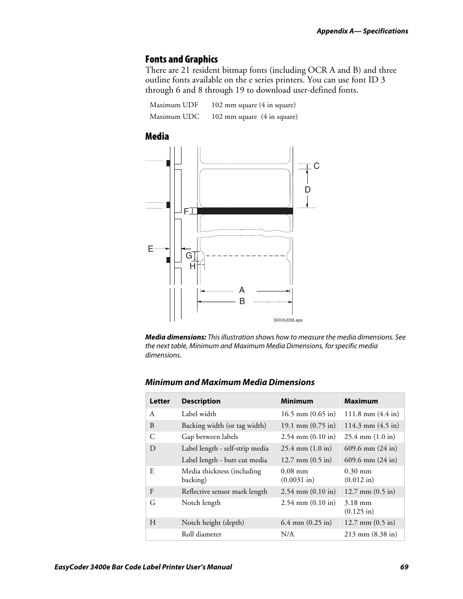 Fonts and graphics, Media, C d 39 | Genicom EasyCoder 3400e User Manual | Page 81 / 126