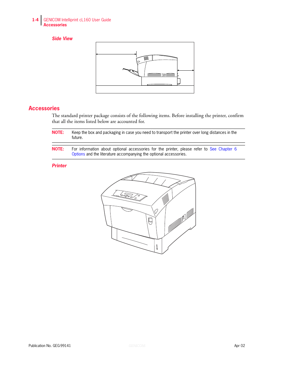 Accessories, Accessories 1-4 | Genicom cL160 User Manual | Page 24 / 216