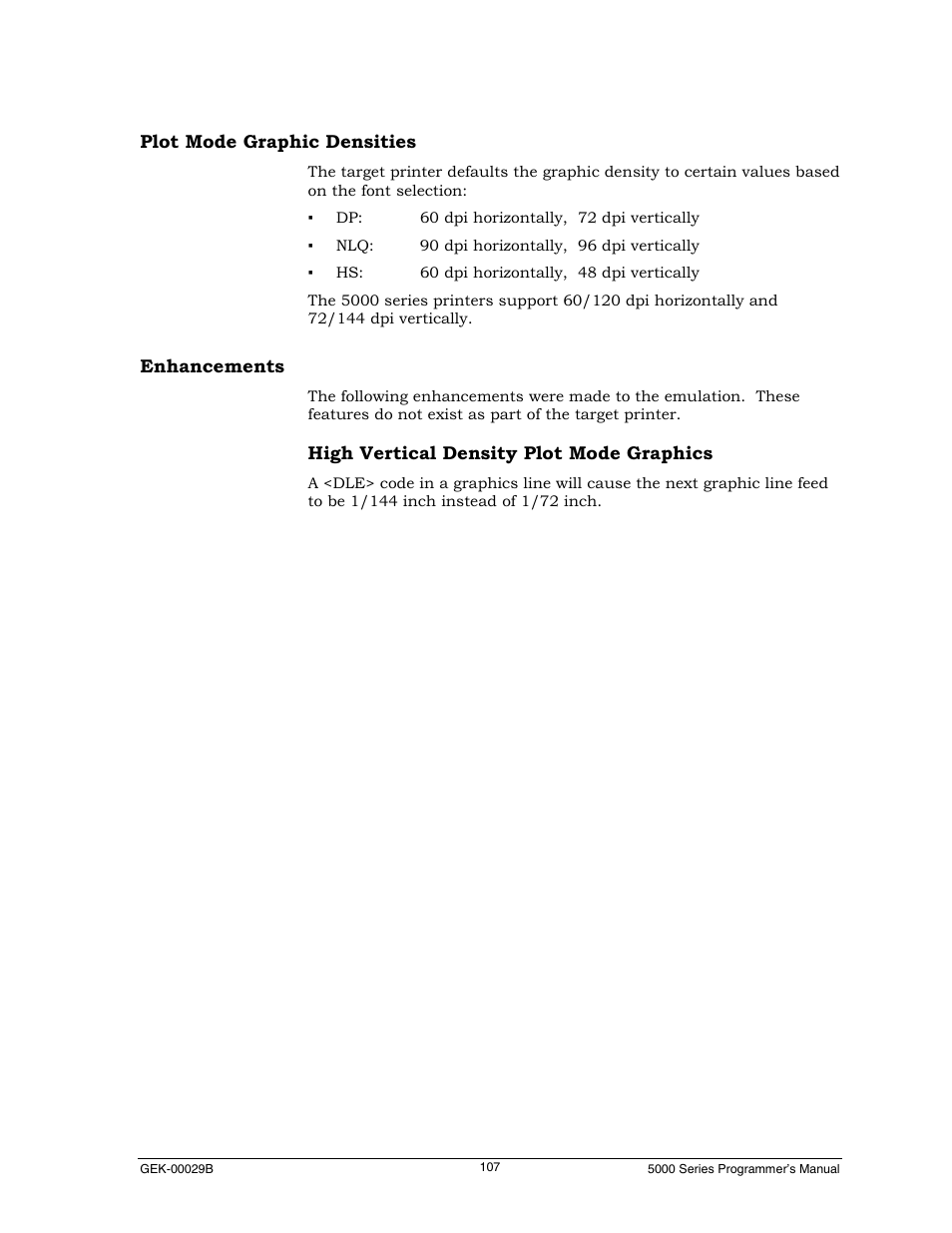 Plot mode graphic densities, Enhancements, High vertical density plot mode graphics | Genicom GEK 00031B User Manual | Page 107 / 314