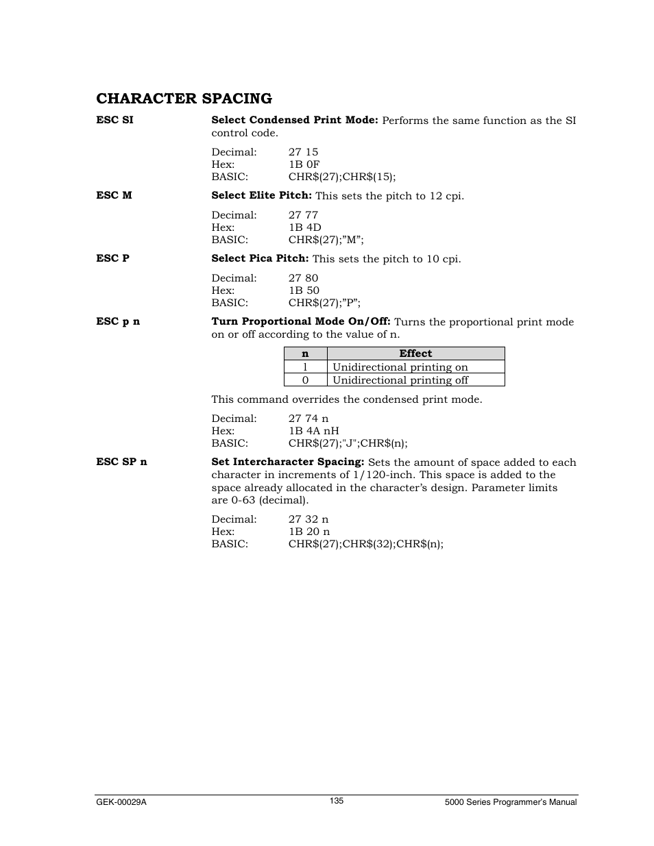 Character spacing | Genicom GEK 00031B User Manual | Page 135 / 314