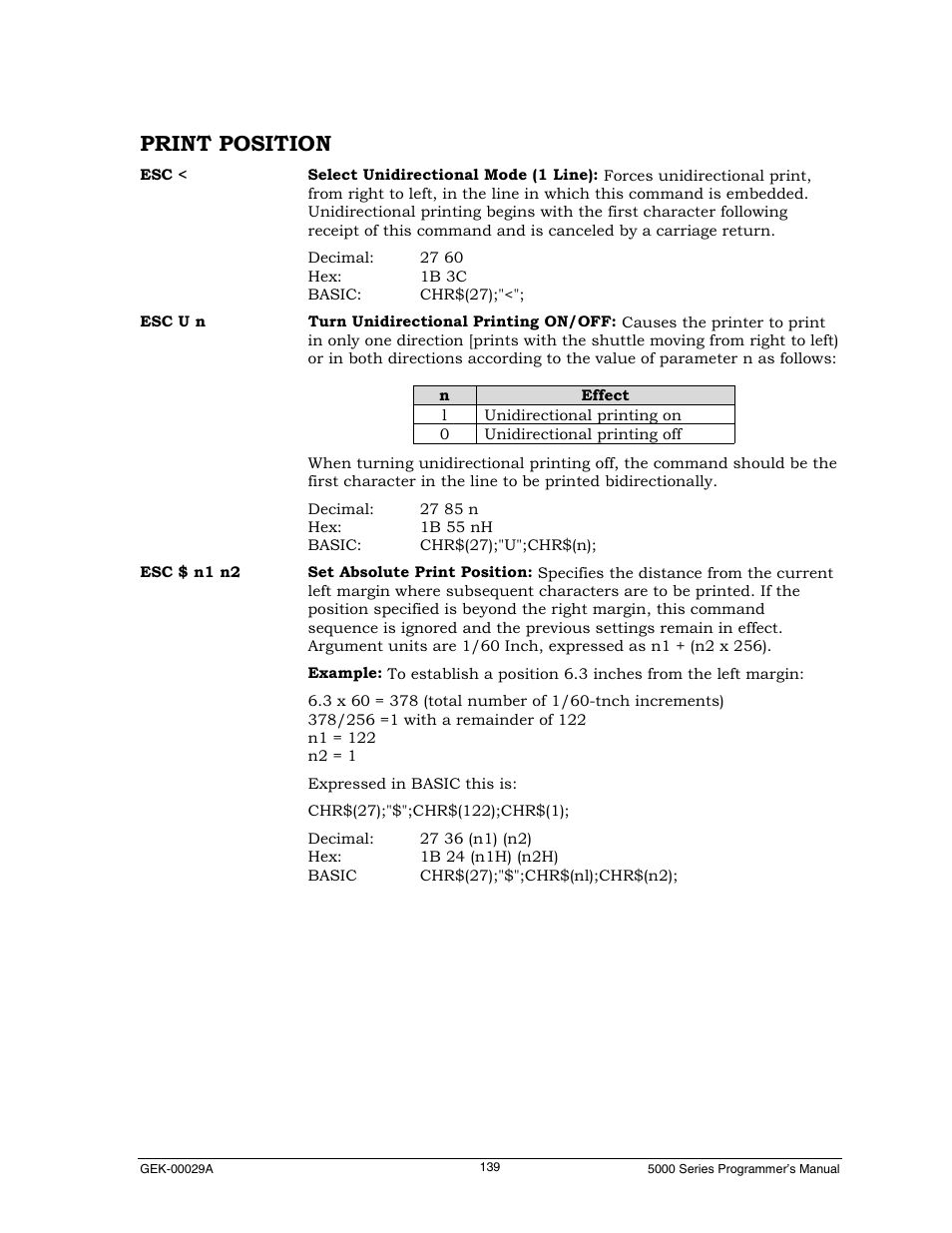 Print position | Genicom GEK 00031B User Manual | Page 139 / 314