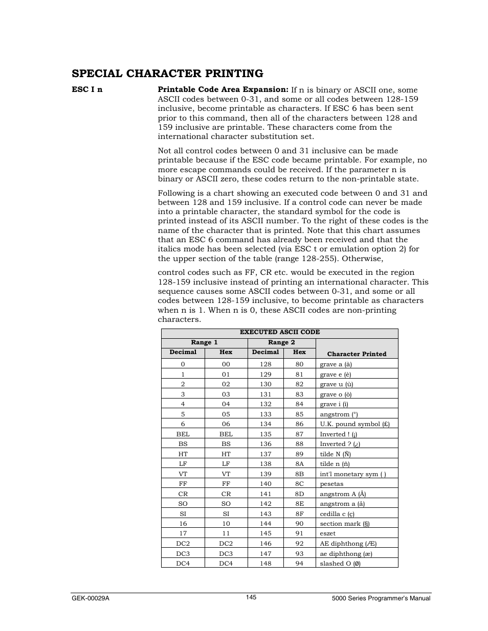 Special character printing | Genicom GEK 00031B User Manual | Page 145 / 314