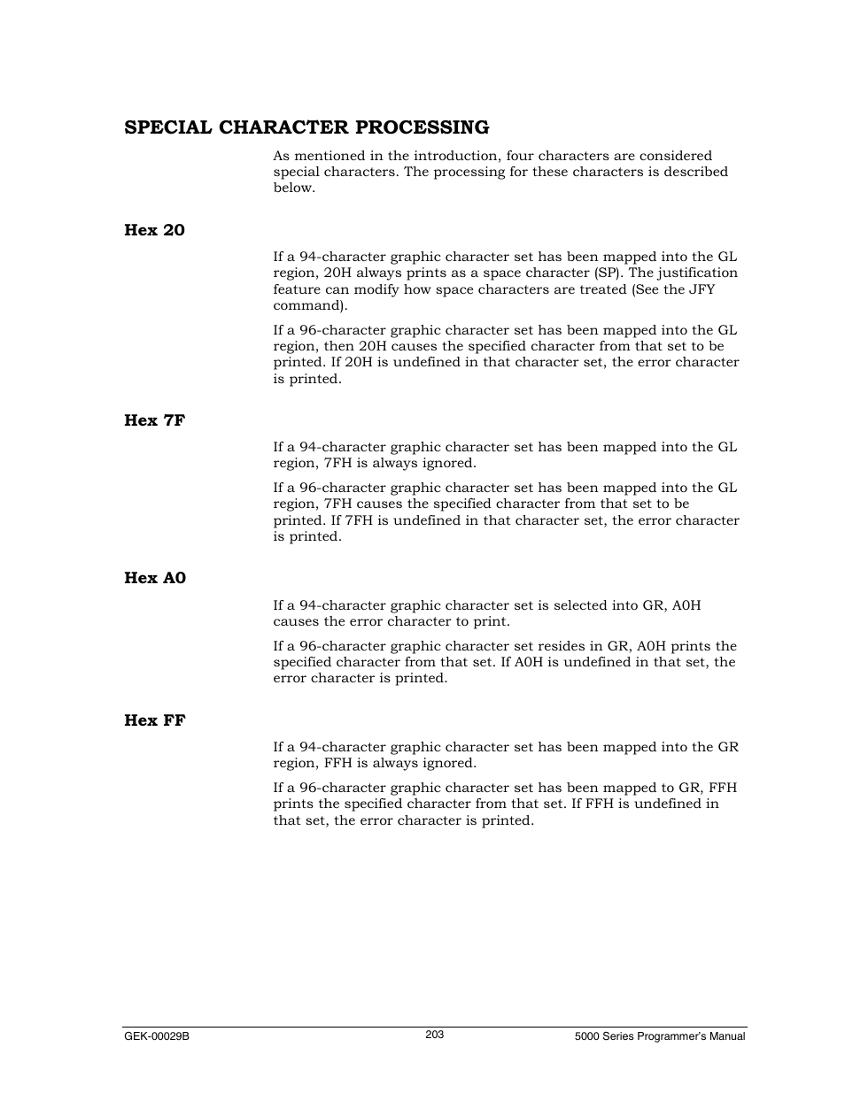 Special character processing | Genicom GEK 00031B User Manual | Page 203 / 314