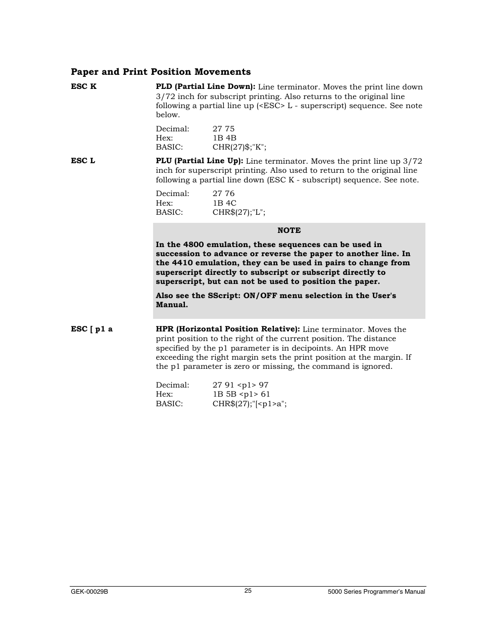 Paper and print position movements | Genicom GEK 00031B User Manual | Page 25 / 314