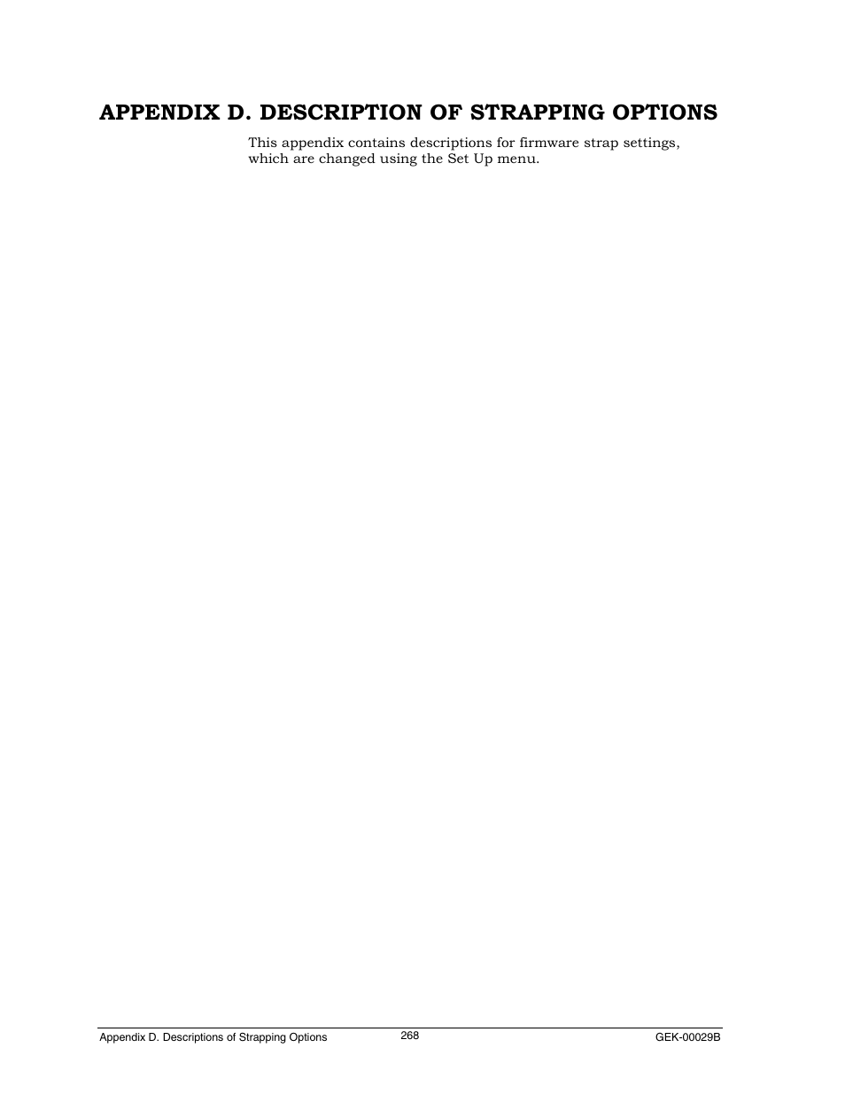 Appendix d. description of strapping options | Genicom GEK 00031B User Manual | Page 268 / 314