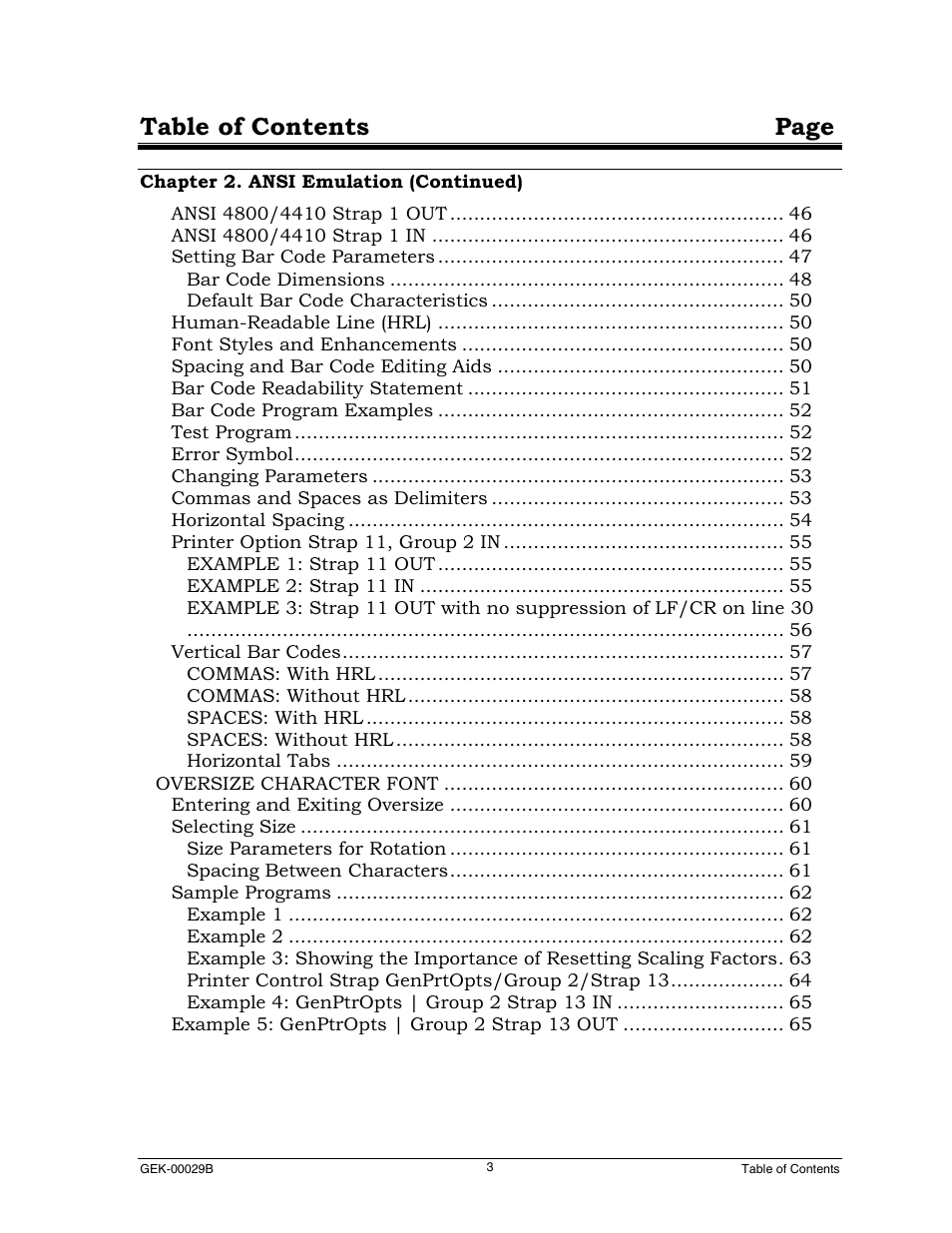 Table of contents page | Genicom GEK 00031B User Manual | Page 3 / 314