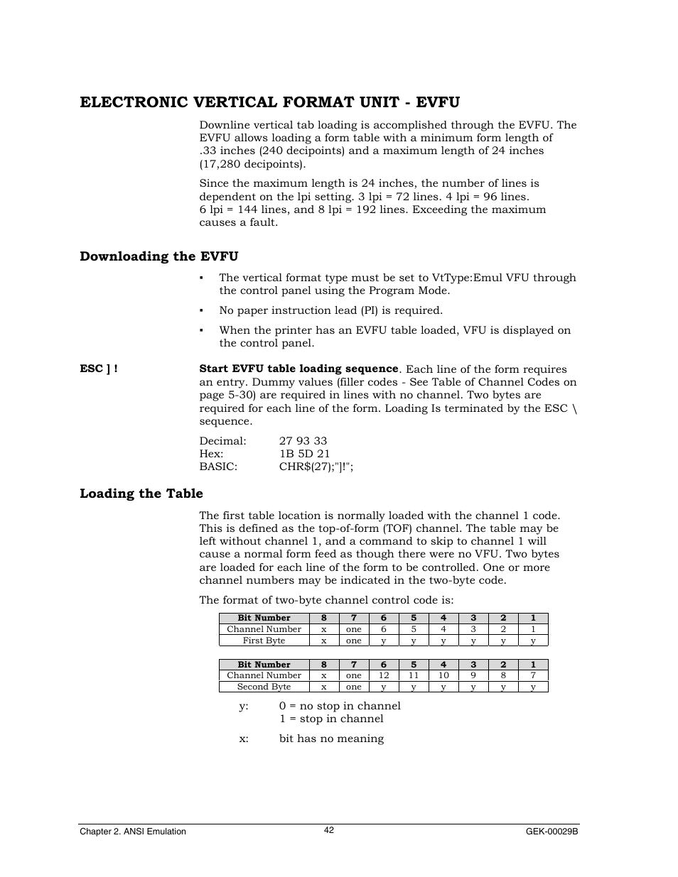 Electronic vertical format unit - evfu, Downloading the evfu, Loading the table | Genicom GEK 00031B User Manual | Page 42 / 314