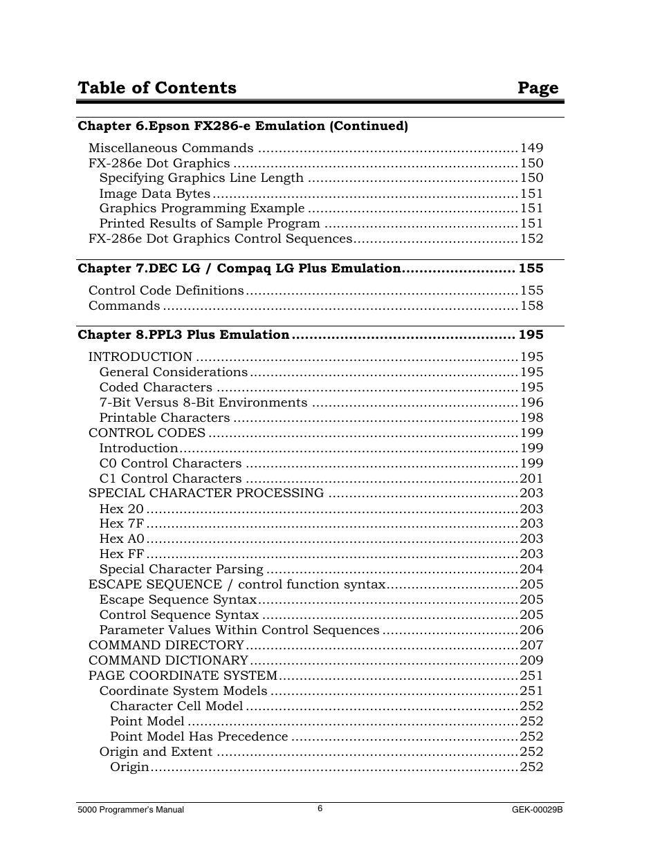 Table of contents page | Genicom GEK 00031B User Manual | Page 6 / 314