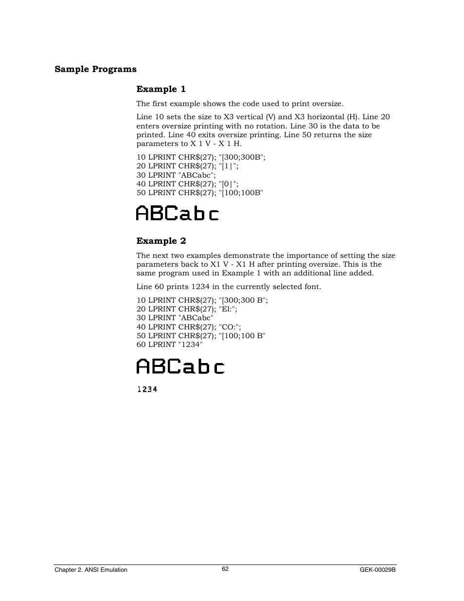 Sample programs | Genicom GEK 00031B User Manual | Page 62 / 314