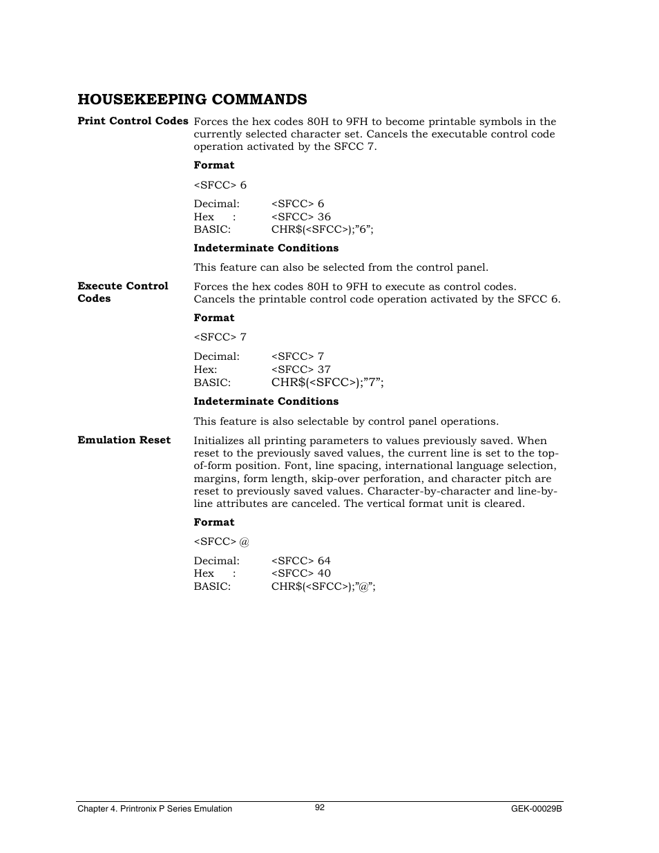 Housekeeping commands | Genicom GEK 00031B User Manual | Page 92 / 314