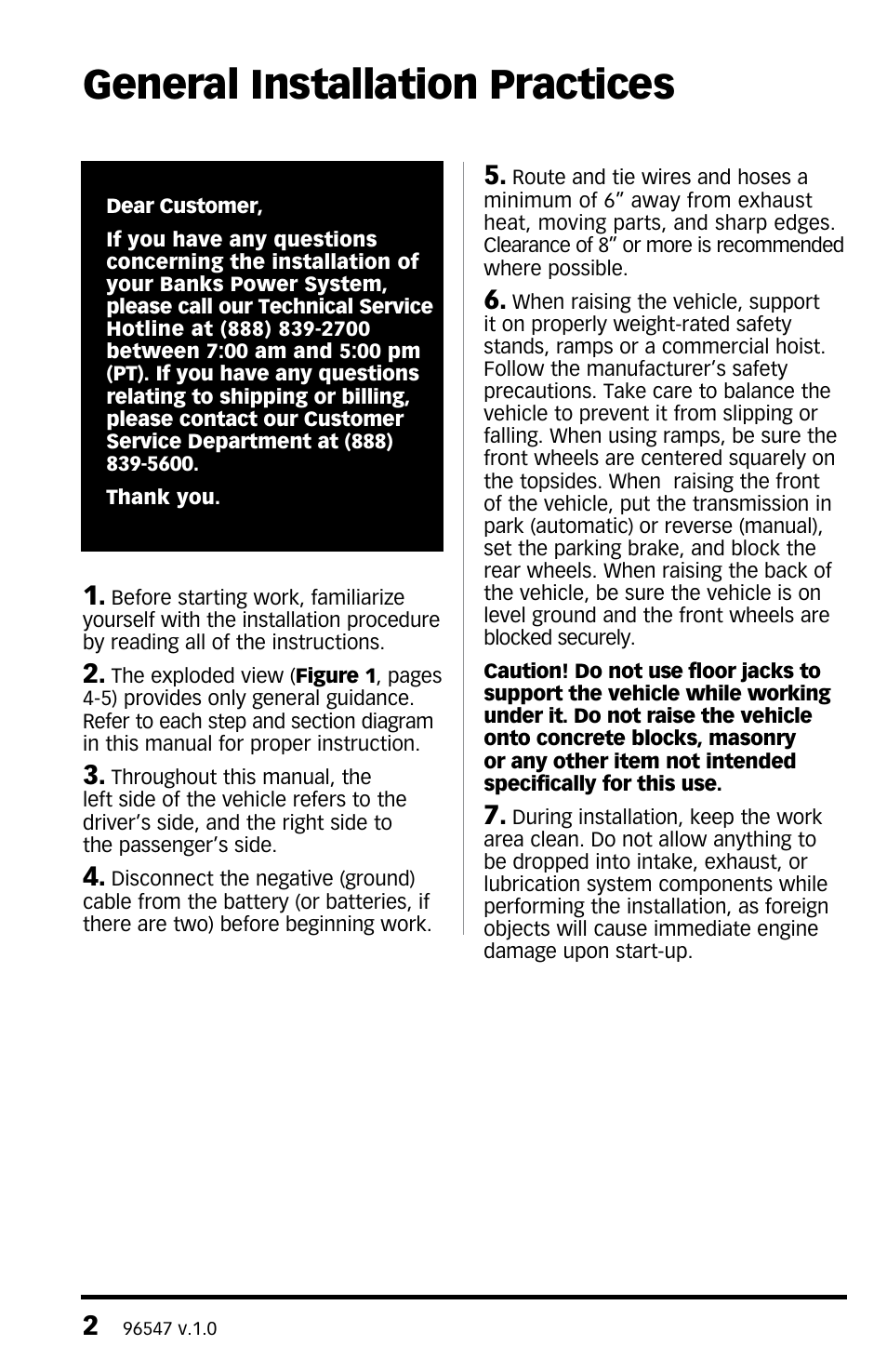 General installation practices | Gale Banks Split-Dual Monster F350 User Manual | Page 2 / 16