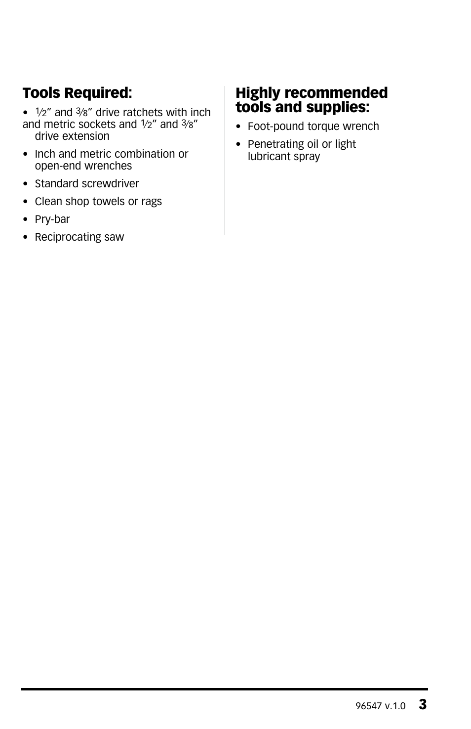 Tools required, Highly recommended tools and supplies | Gale Banks Split-Dual Monster F350 User Manual | Page 3 / 16