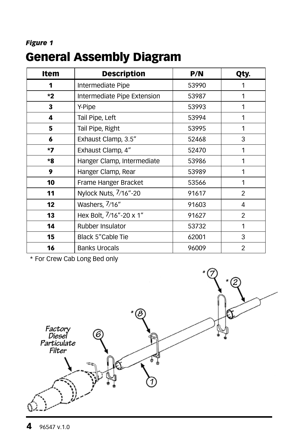 General assembly diagram | Gale Banks Split-Dual Monster F350 User Manual | Page 4 / 16