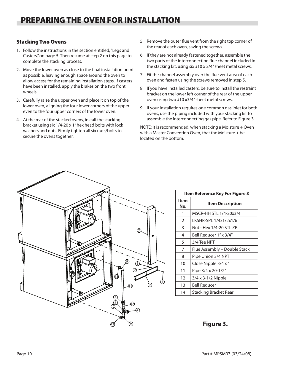 Preparing the oven for installation, Figure 3, Stacking two ovens | Garland MP-GD-10-S User Manual | Page 10 / 80