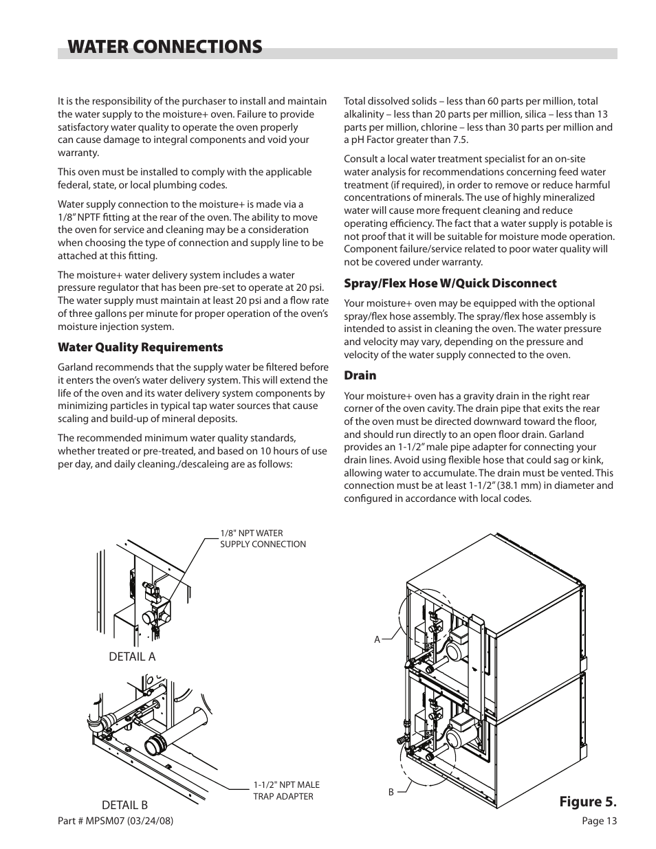 Water connections, Figure 5 | Garland MP-GD-10-S User Manual | Page 13 / 80