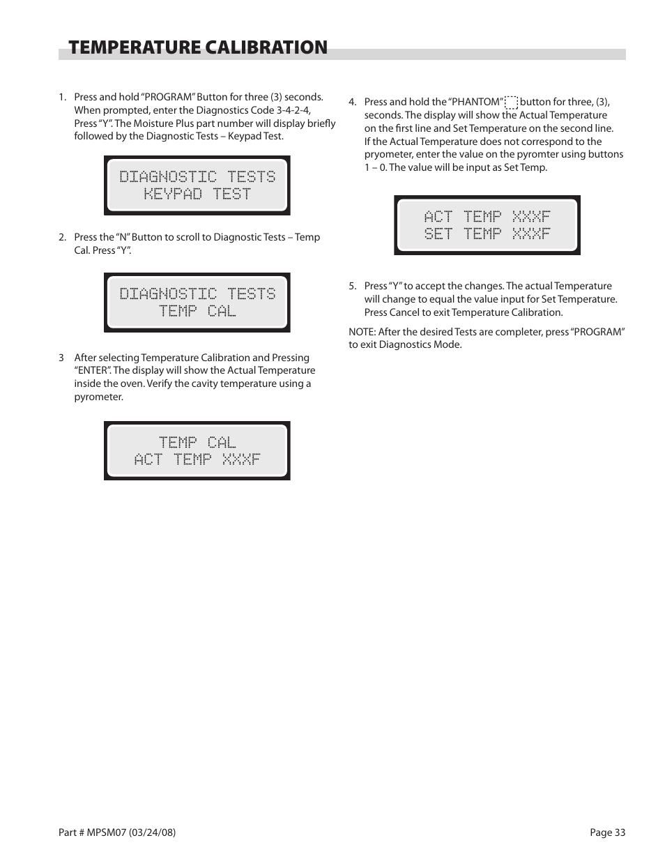 Temperature calibration | Garland MP-GD-10-S User Manual | Page 33 / 80