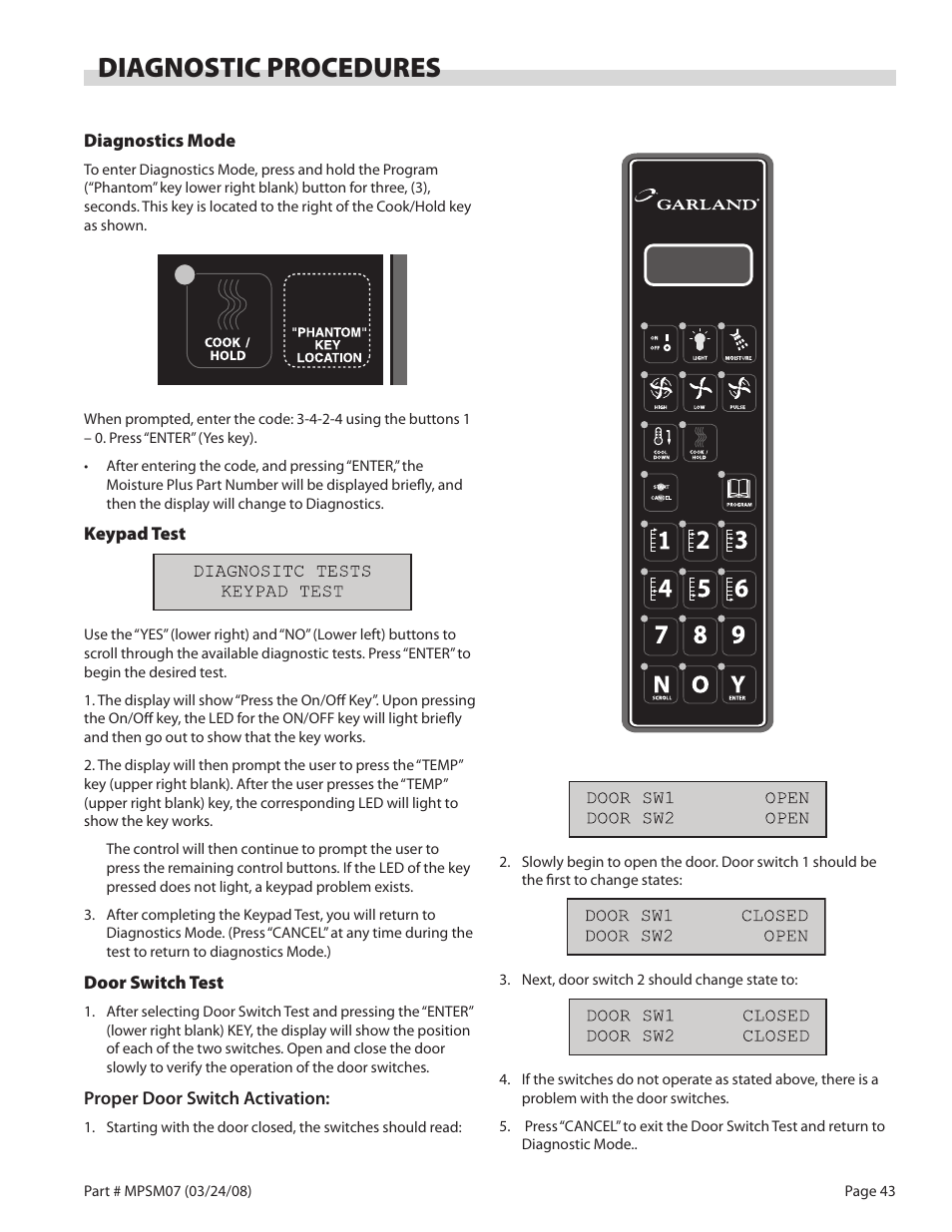 Diagnostic procedures | Garland MP-GD-10-S User Manual | Page 43 / 80