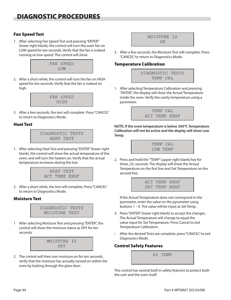 Diagnostic procedures | Garland MP-GD-10-S User Manual | Page 44 / 80