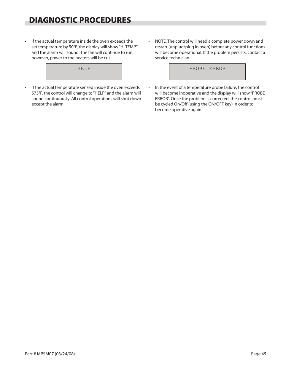 Diagnostic procedures | Garland MP-GD-10-S User Manual | Page 45 / 80