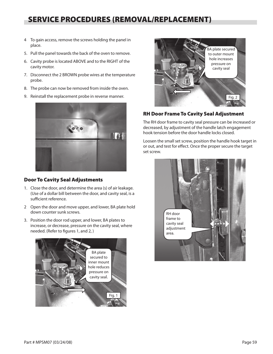 Service procedures (removal/replacement) | Garland MP-GD-10-S User Manual | Page 59 / 80