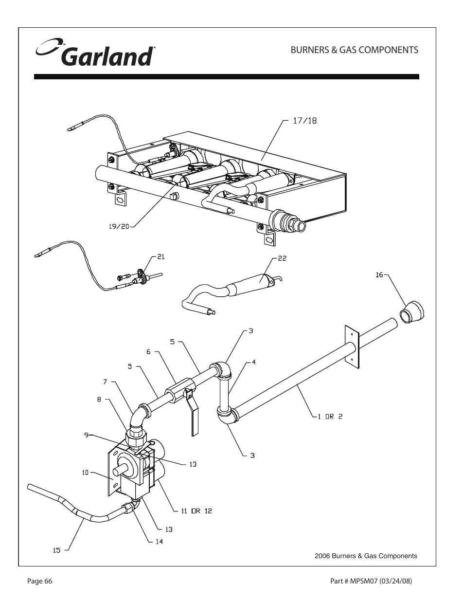 Burners & gas components | Garland MP-GD-10-S User Manual | Page 66 / 80