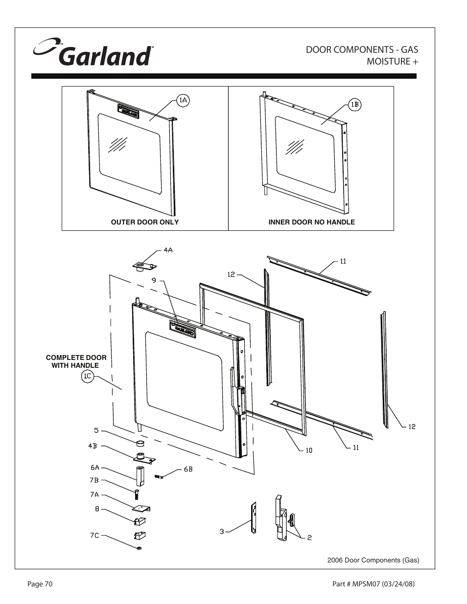 Door components - gas moisture | Garland MP-GD-10-S User Manual | Page 70 / 80