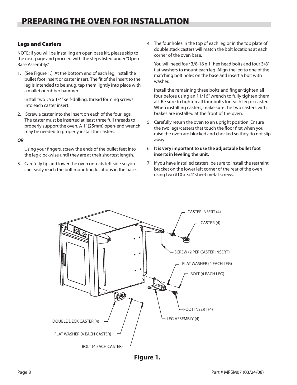 Preparing the oven for installation, Figure 1 | Garland MP-GD-10-S User Manual | Page 8 / 80