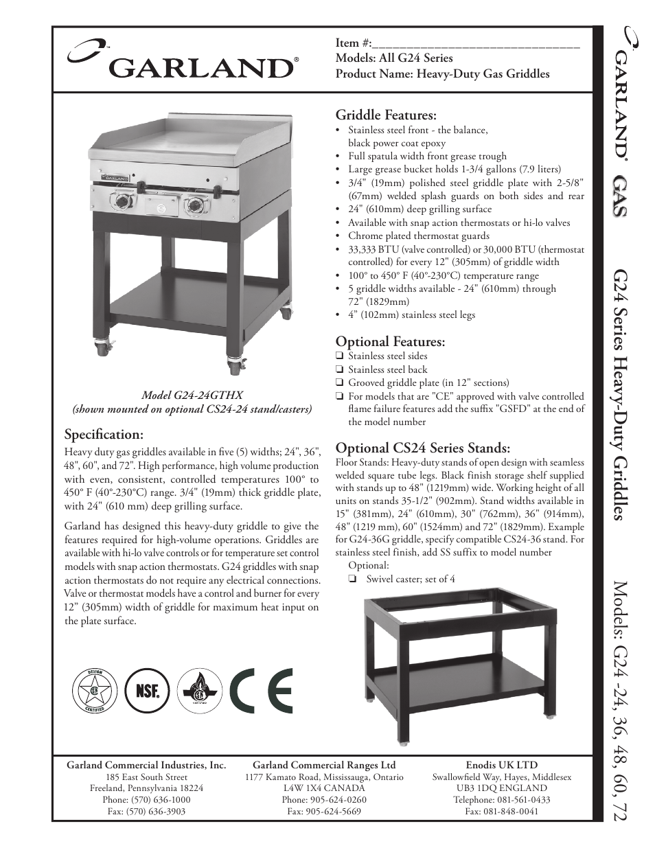 Garland G24 User Manual | 2 pages