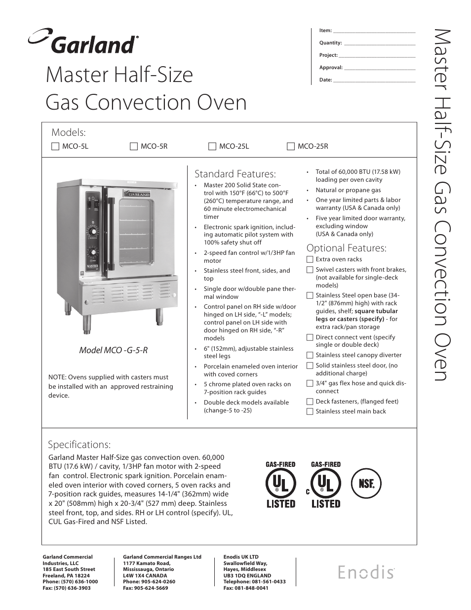 Garland MCO-5R User Manual | 2 pages