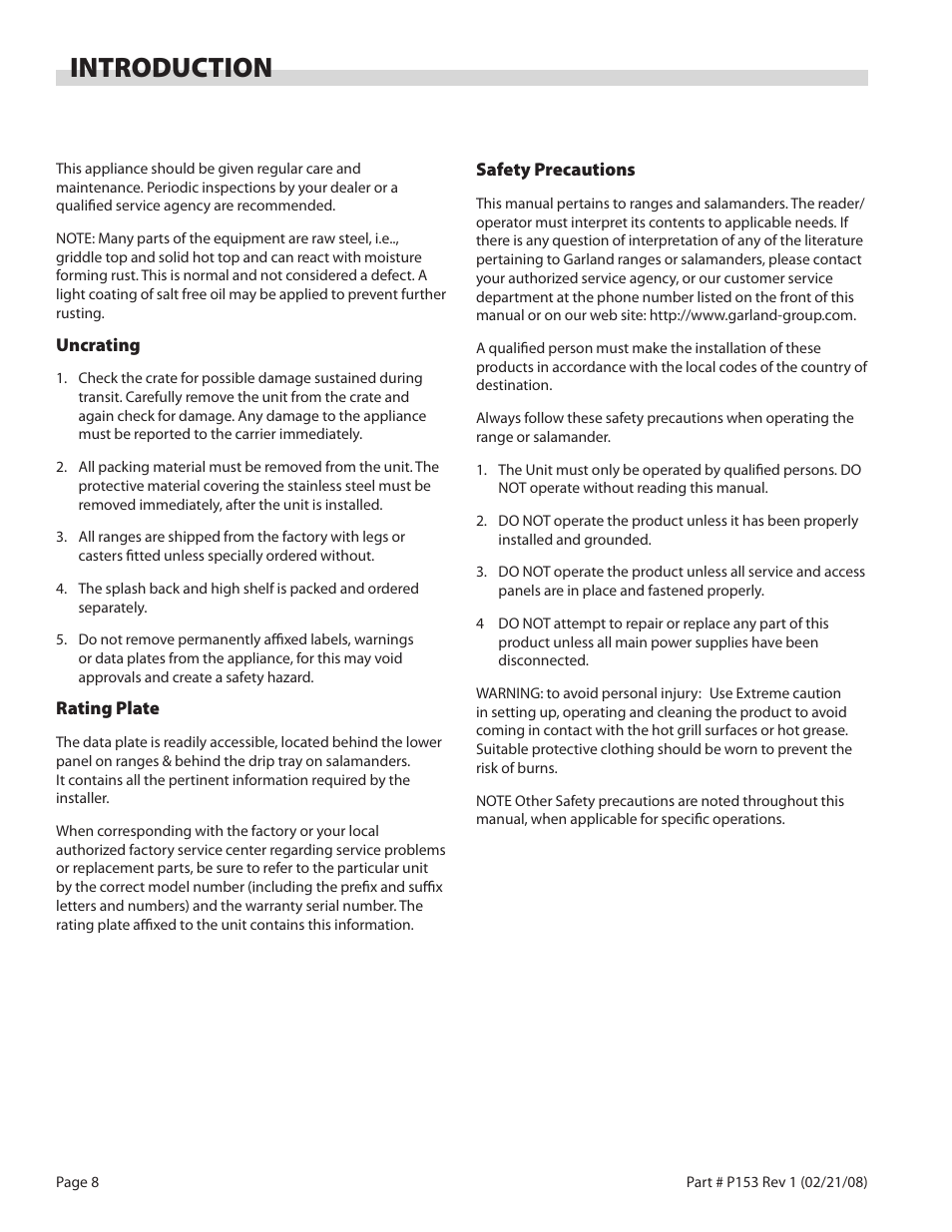 Introduction | Garland SS680 User Manual | Page 8 / 20