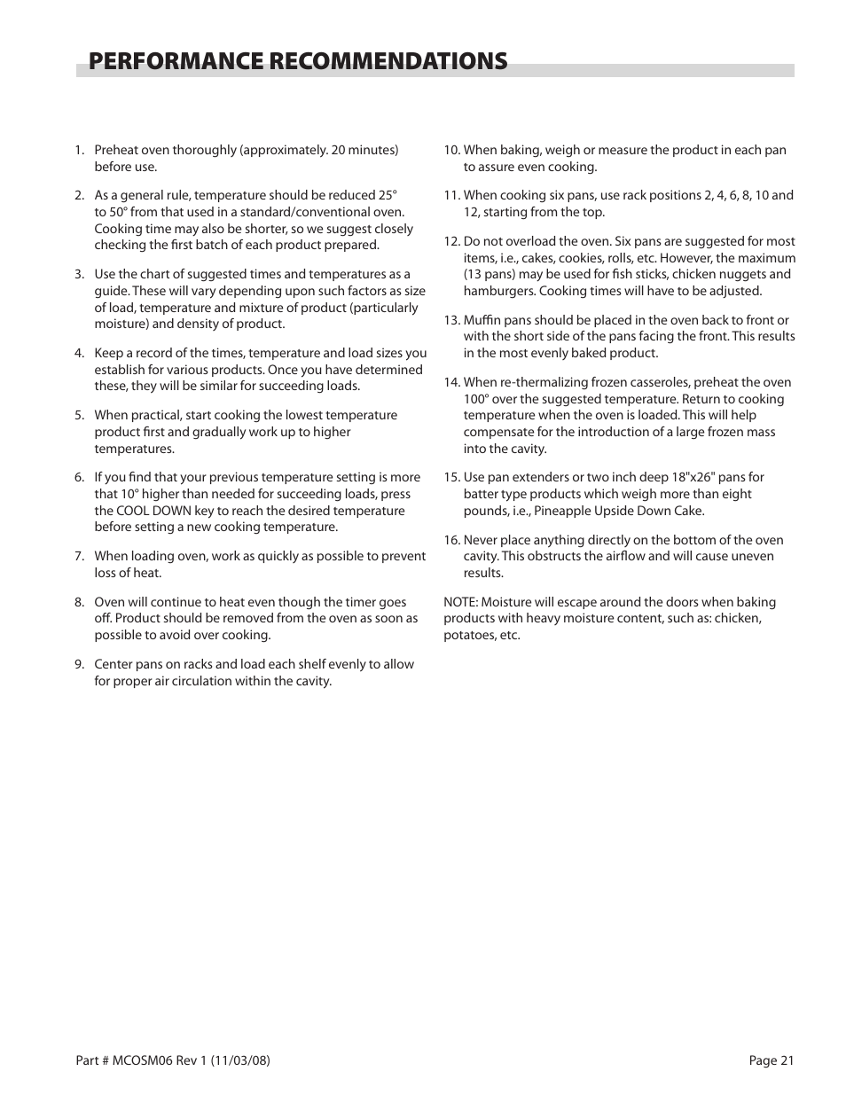 Performance recommendations | Garland 200 User Manual | Page 21 / 124