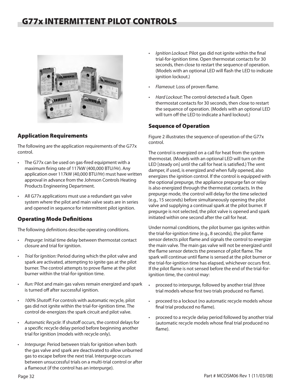 G77x intermittent pilot controls | Garland 200 User Manual | Page 32 / 124