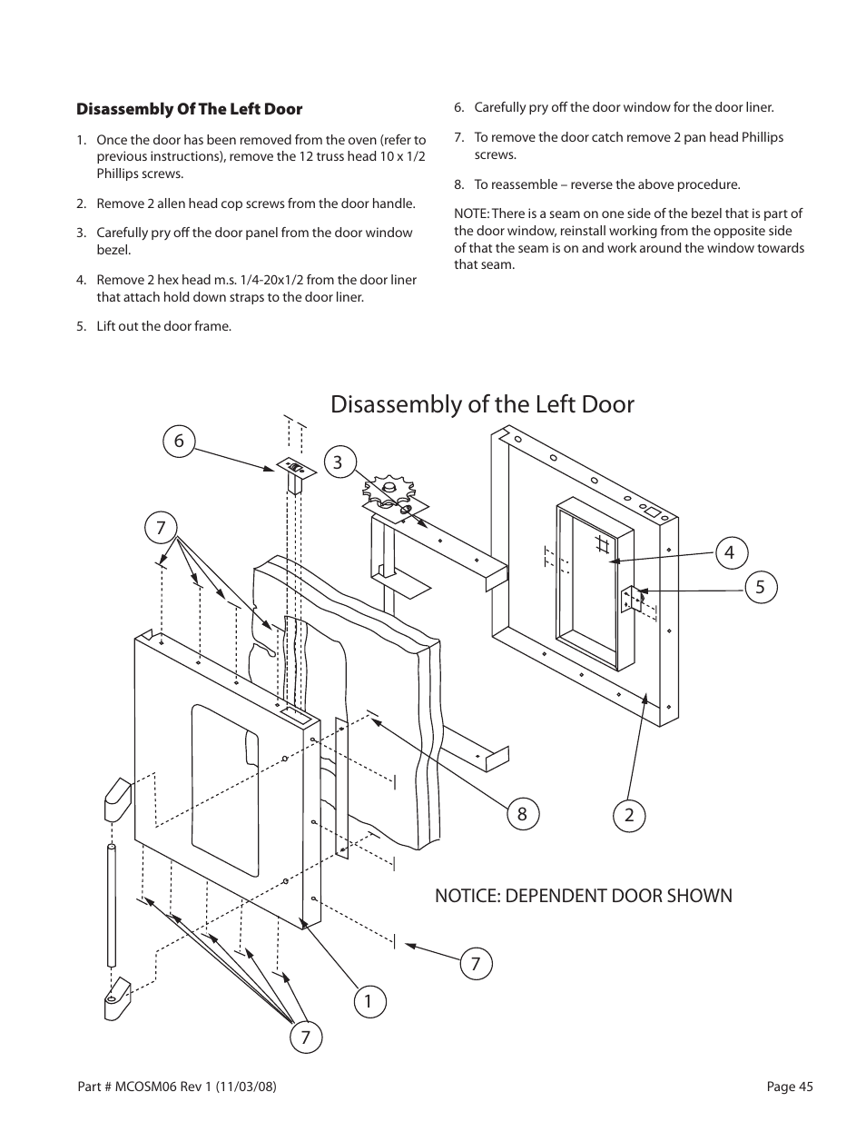 Disassembly of the left door | Garland 200 User Manual | Page 45 / 124